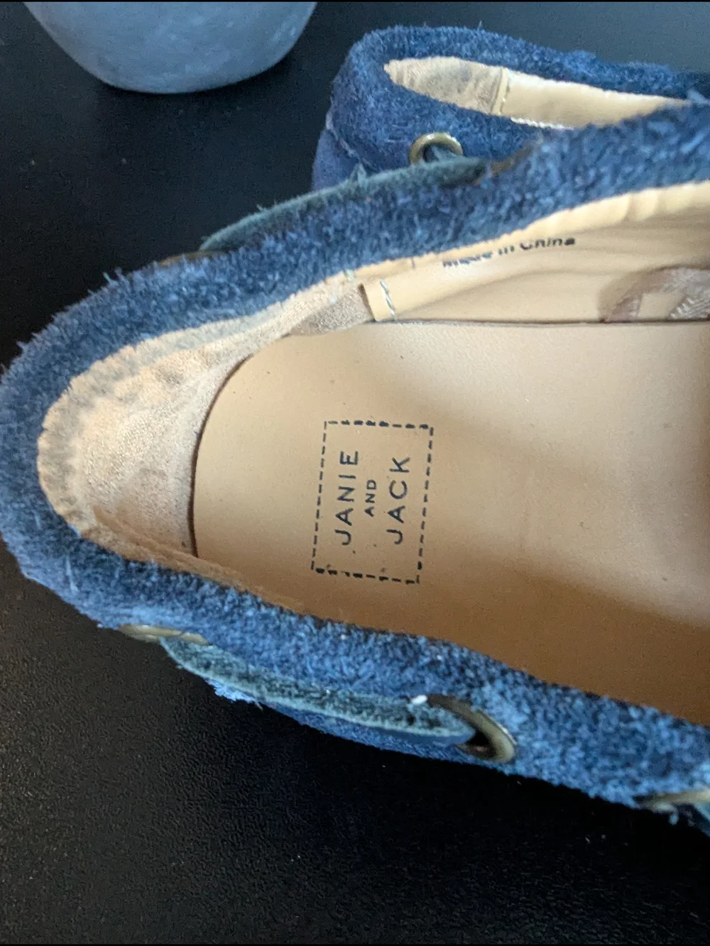 Janie and Jack Navy Suede Moc-Toe Loafers